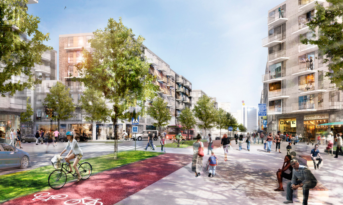 I första etappen ska cirka 1.200 lägenheter byggas, varav JM och Skanska står för 900 stycken. Det första området i Täby Park som utvecklas är de centrala delarna samt en mindre del av östra entrén där Trygghem ska bygga 35.000 till 40.000 kvm.